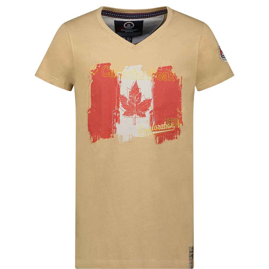 Man Canadian Peak T-Shirt | Jerable Men Beige Cp Rm Men 235