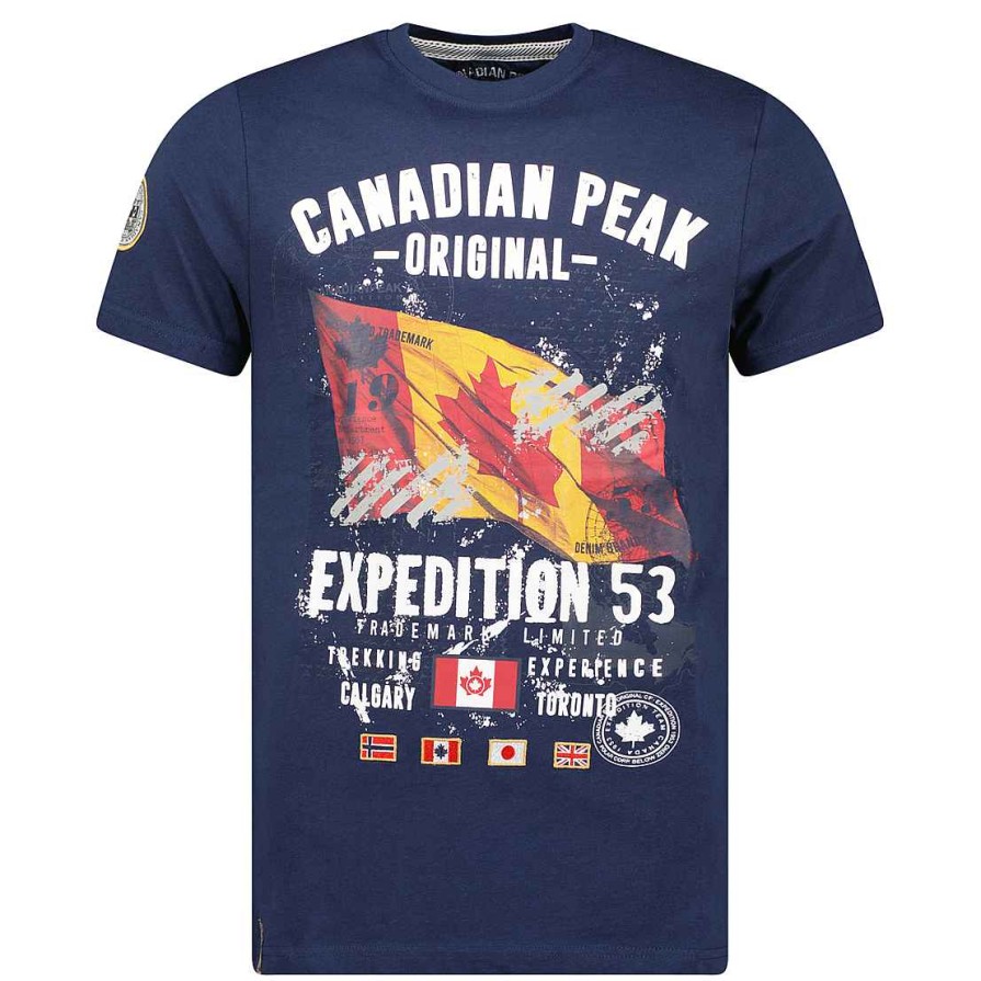 Man Canadian Peak T-Shirt | Jitcheneak Navy Rm Men 235