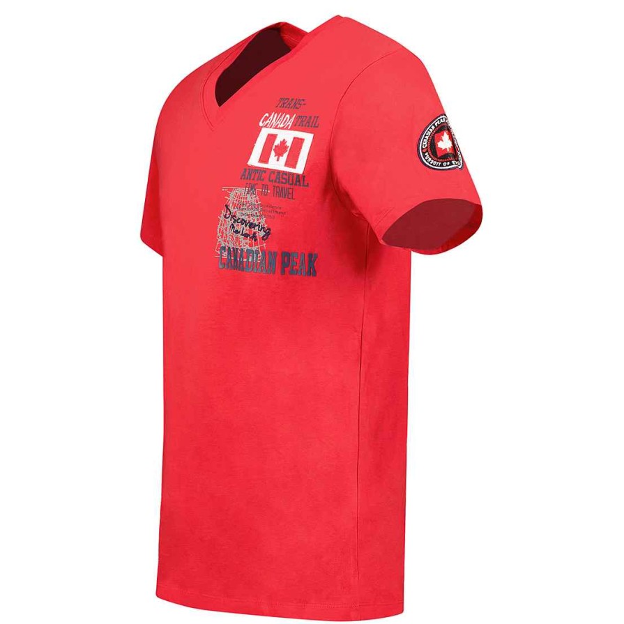 Man Canadian Peak T-Shirt | Jantrail Red Rm Cp Men 249