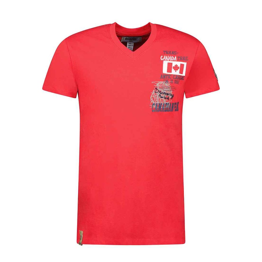 Man Canadian Peak T-Shirt | Jantrail Red Rm Cp Men 249