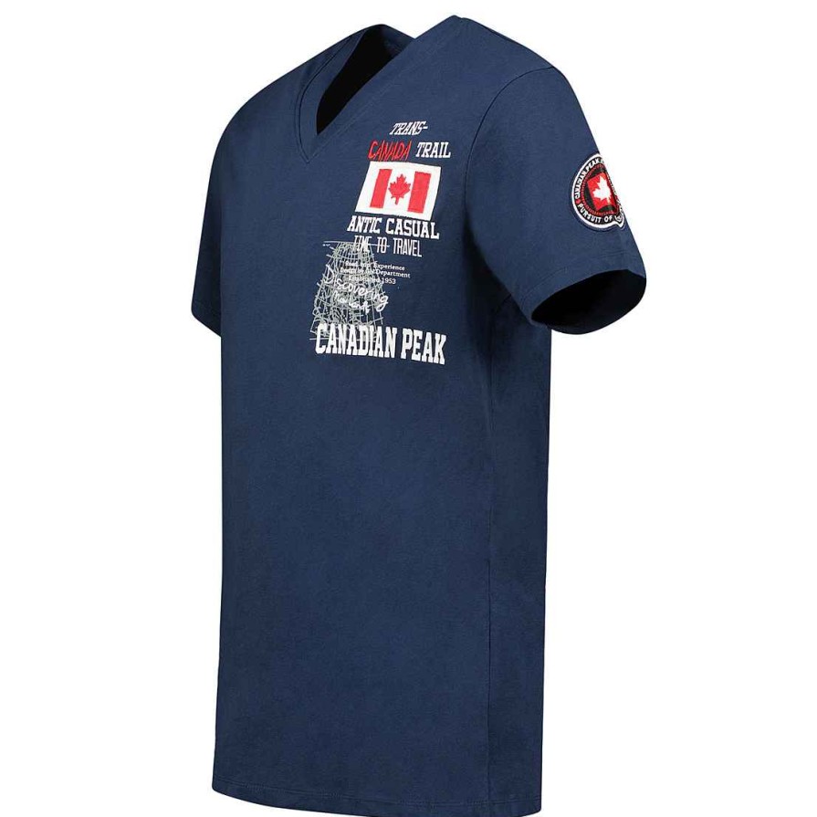 Man Canadian Peak T-Shirt | Jantrail Navy Rm Cp Men 249